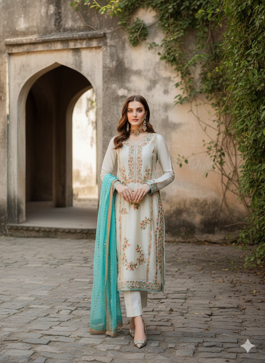 Partywear Top Plazzo Dupatta Set | Ready to Wear | Nardev Fashion