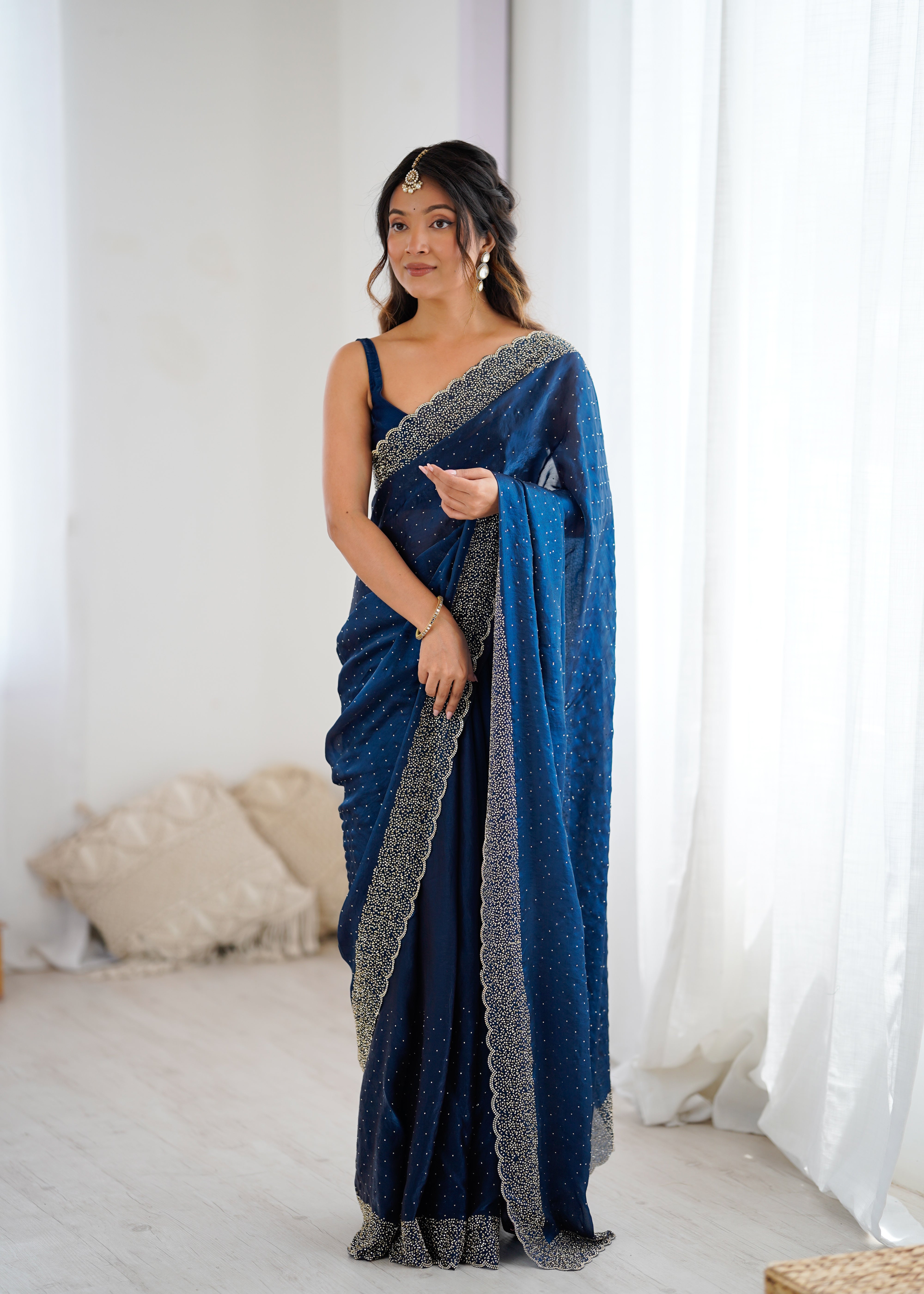 Petrol Graceful Wedding Wear Designer Sarees for Every Celebration