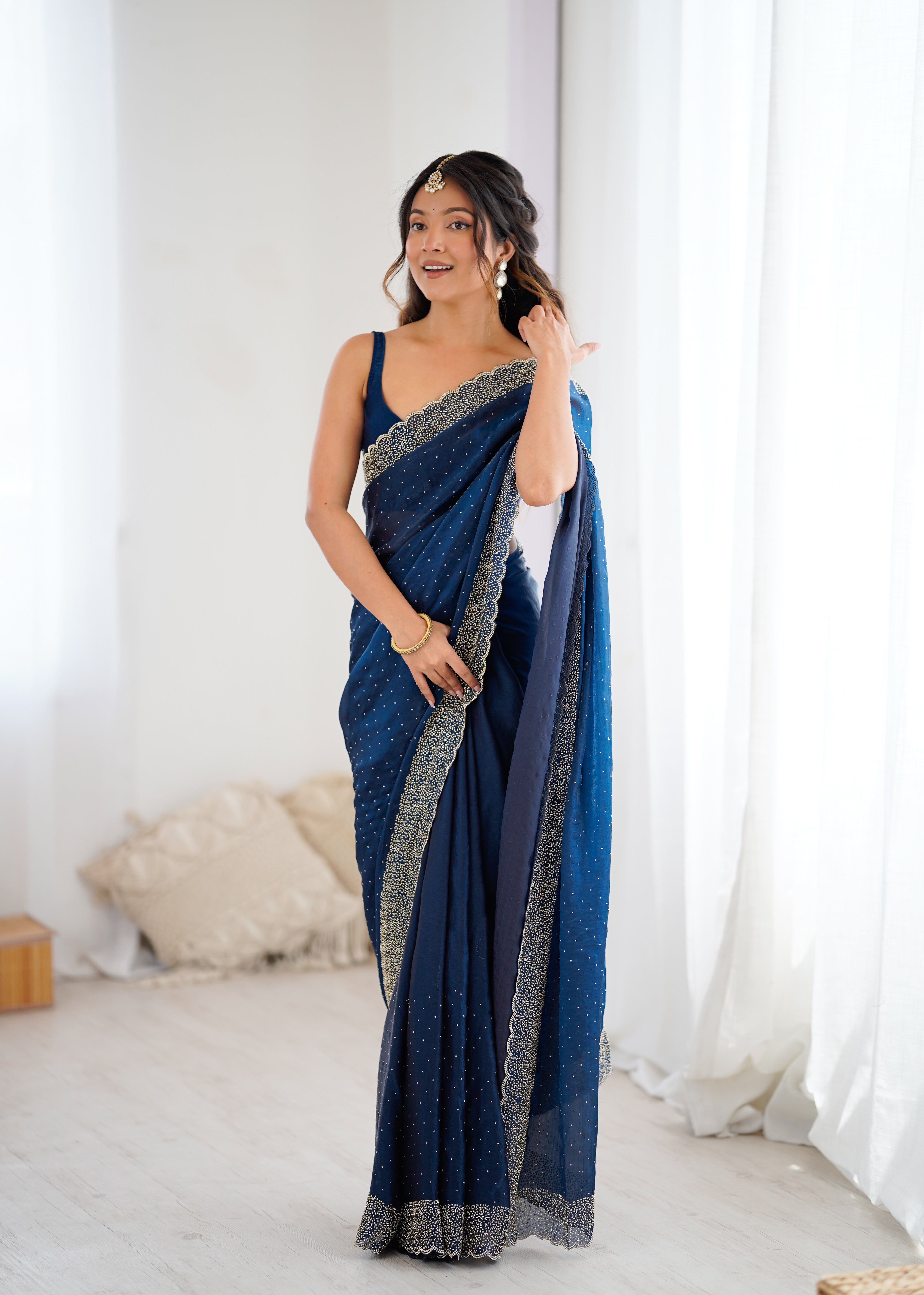 Petrol Graceful Wedding Wear Designer Sarees for Every Celebration