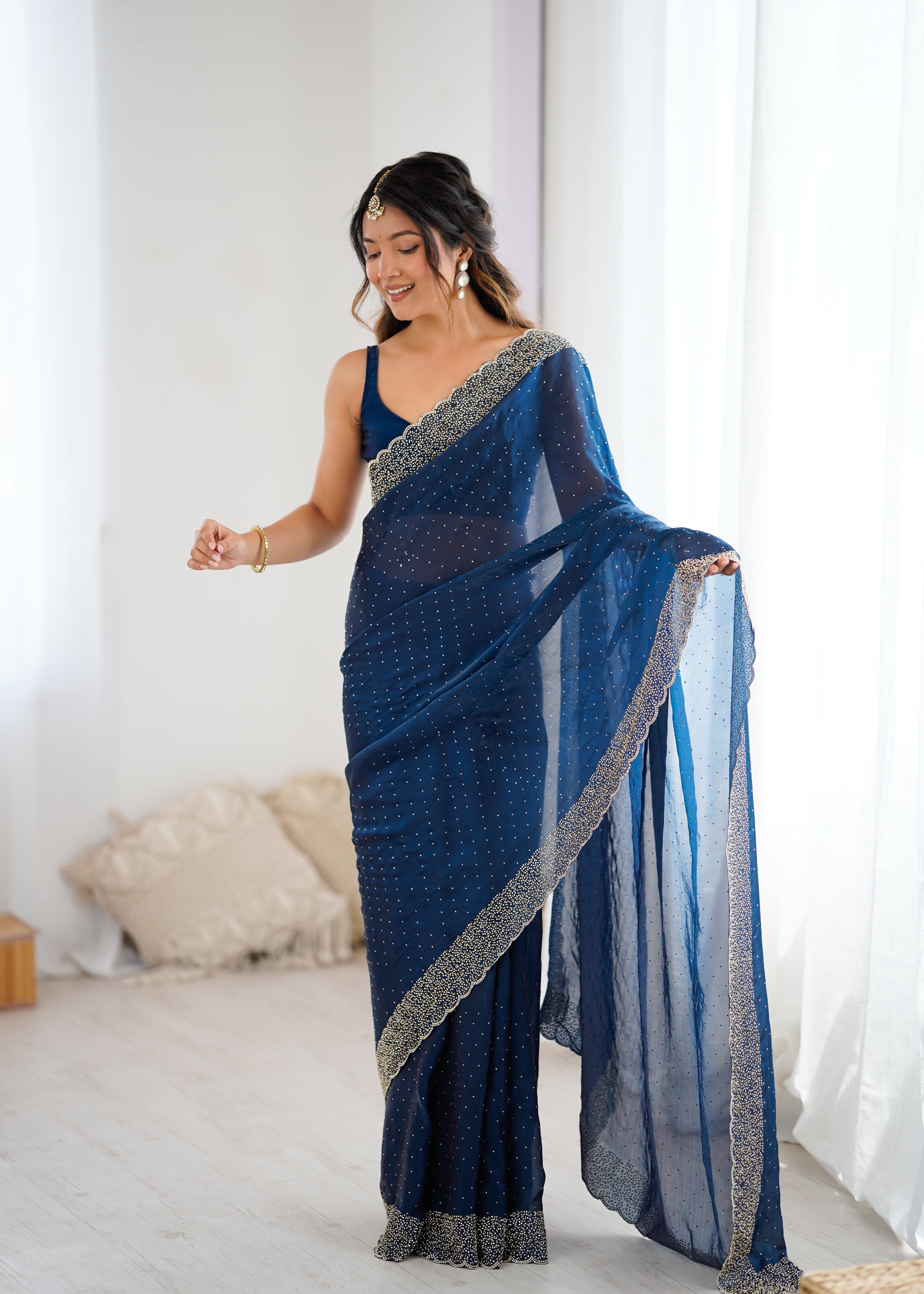 Petrol Graceful Wedding Wear Designer Sarees for Every Celebration