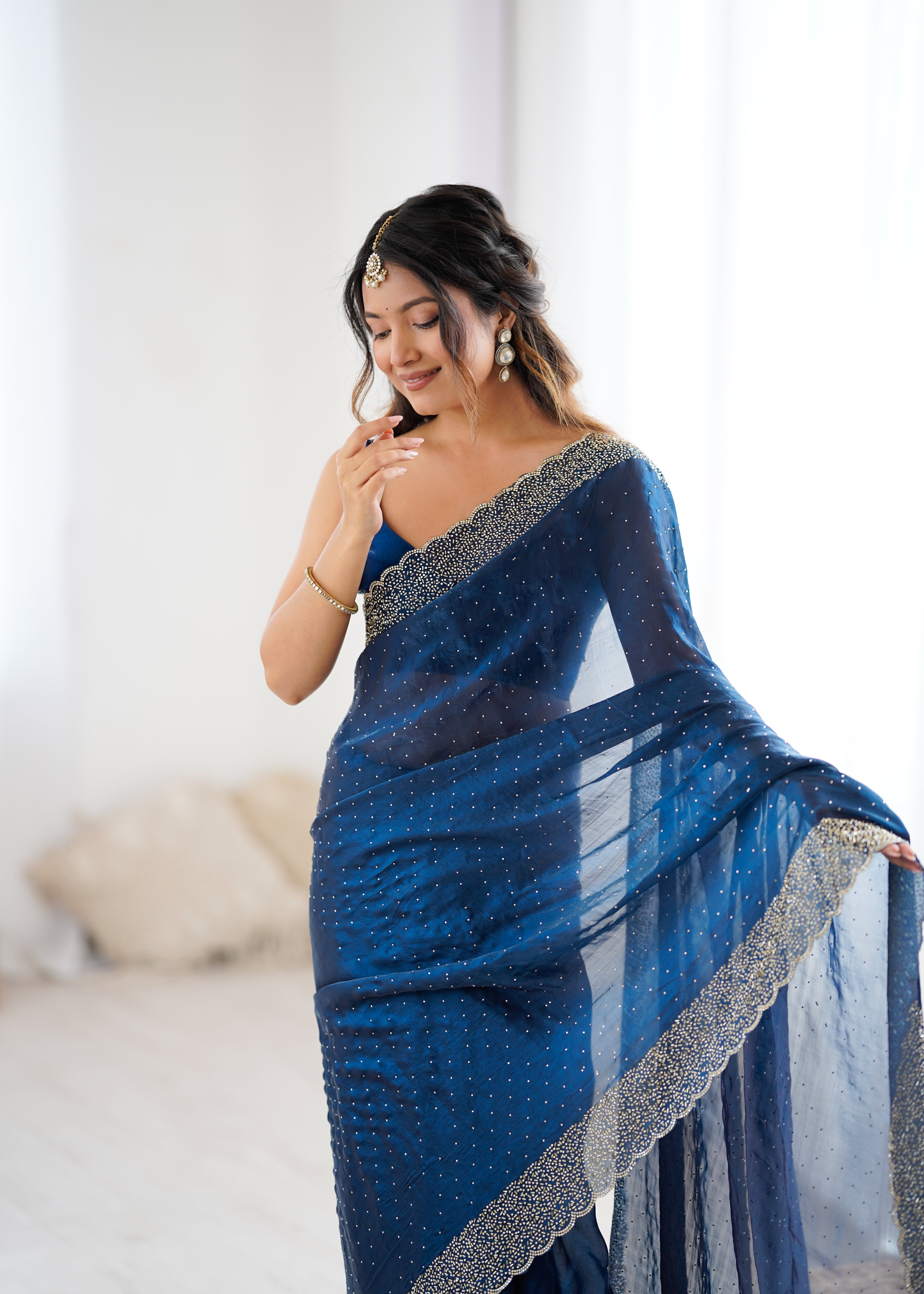 Petrol Graceful Wedding Wear Designer Sarees for Every Celebration