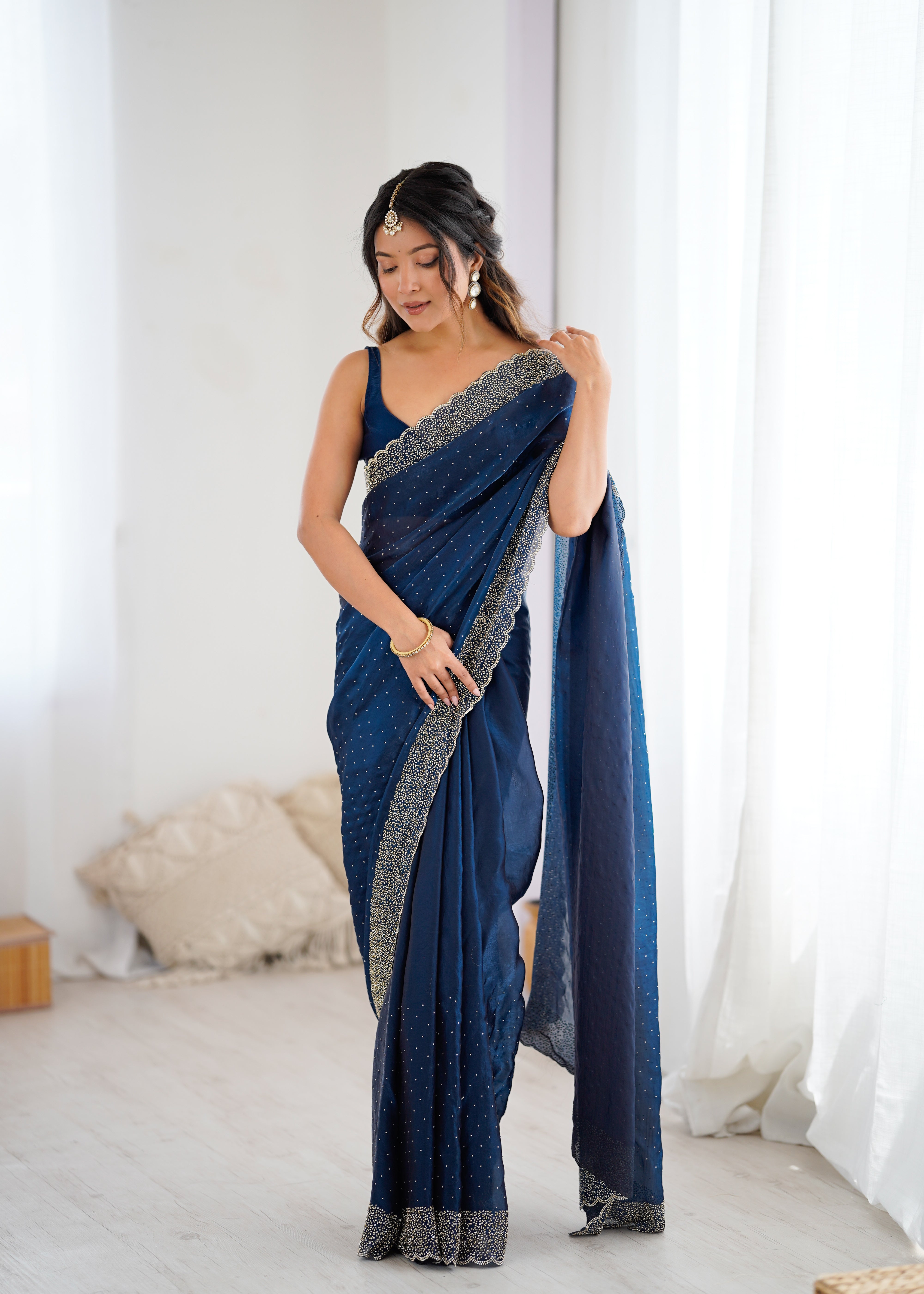 Petrol Graceful Wedding Wear Designer Sarees for Every Celebration