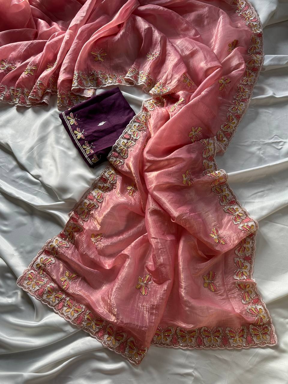 Pastel Organza Saree for Mehendi & Sangeet – Nardev Fashion