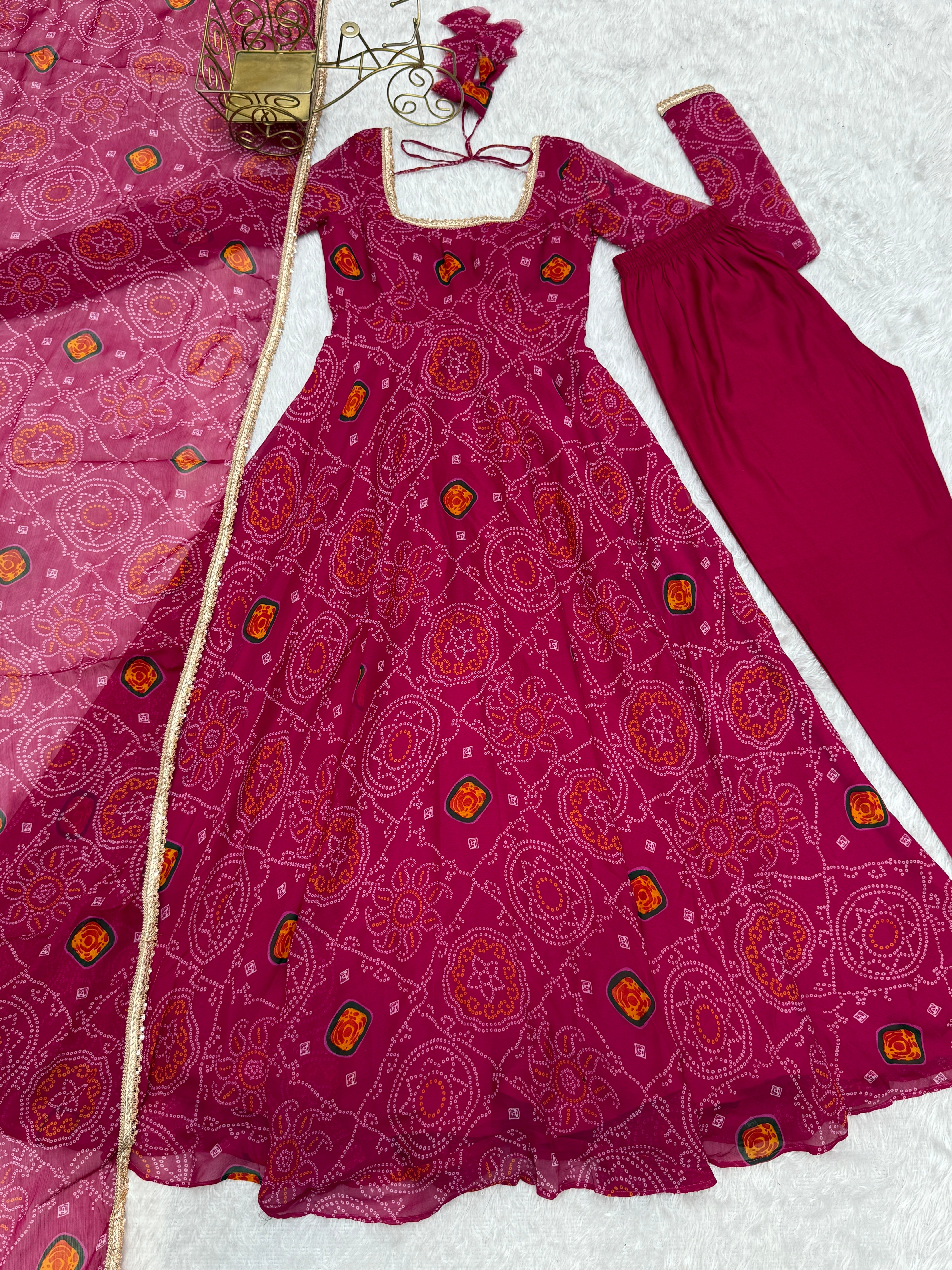 Pink Color Chiffon Floral Anarkali | Nardev Fashion