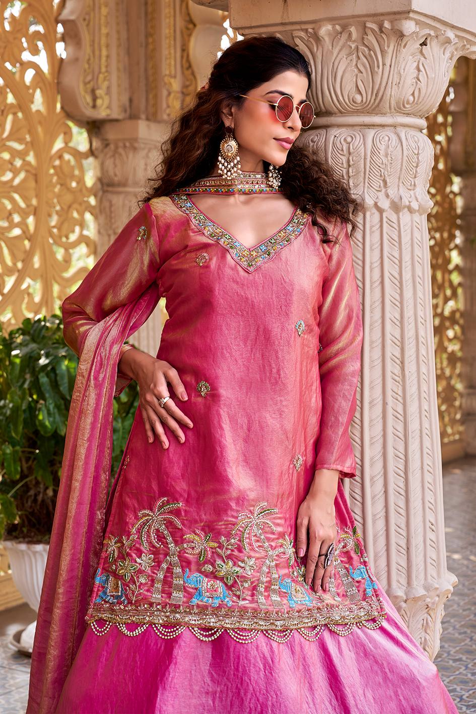 Pink Color Fendy Partywear Kurti Lehenga Set | Nardev Fashion
