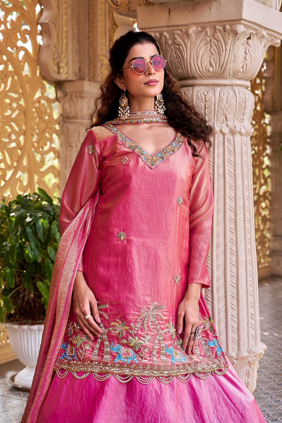 Pink Color Fendy Partywear Kurti Lehenga Set | Nardev Fashion