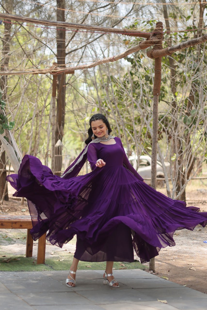 Purple Color Partywear Flaired Anarkali | Nardev Fashion
