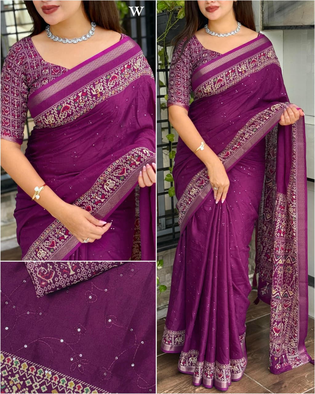 Purple Color Ajrakh Printed Pure Mul Cotton Saree | Nardev Fashion