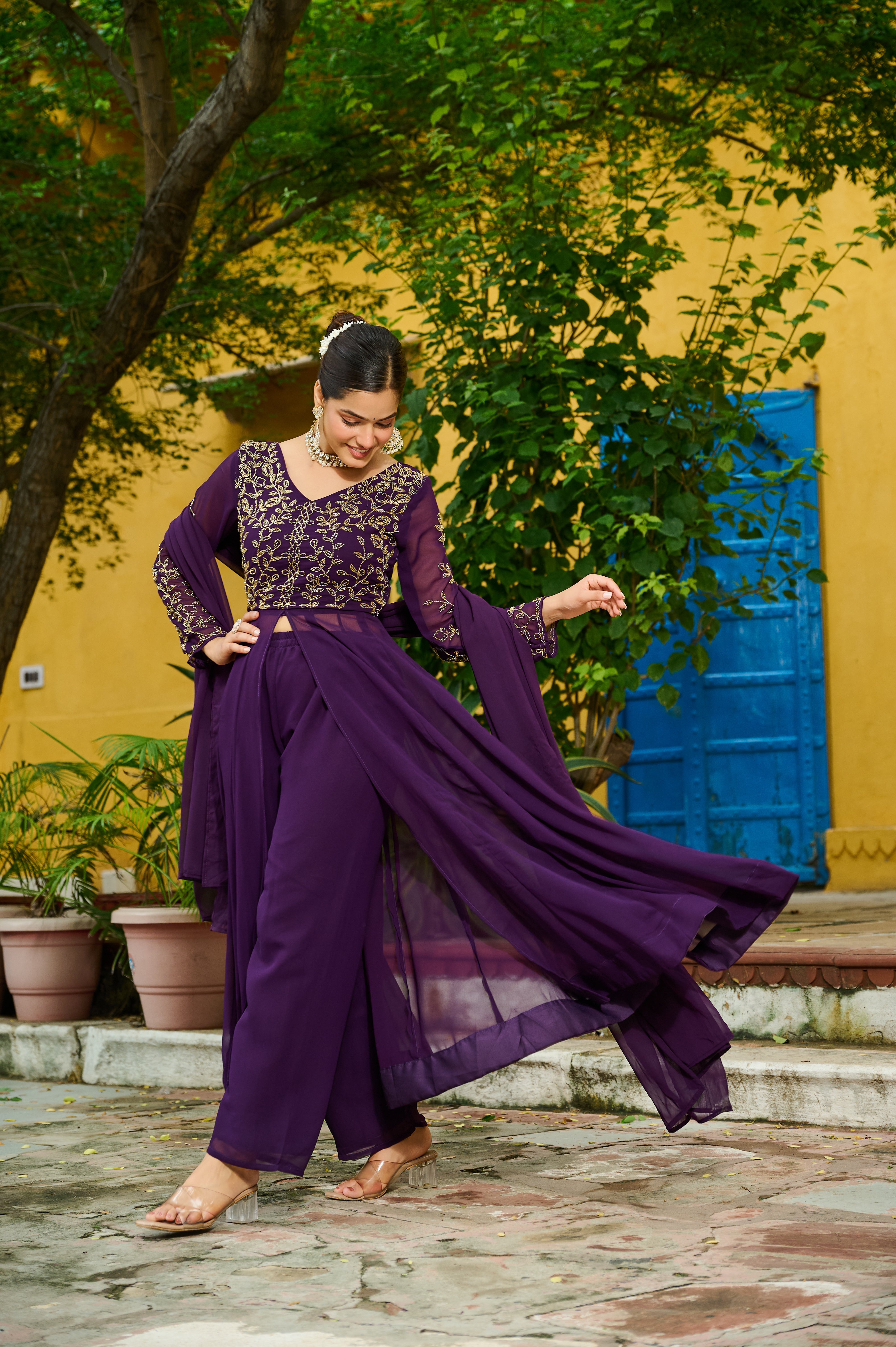 Purple Color Designer Dress for Weddings | Nardev Fashion | M L XL XXL | POSE 3