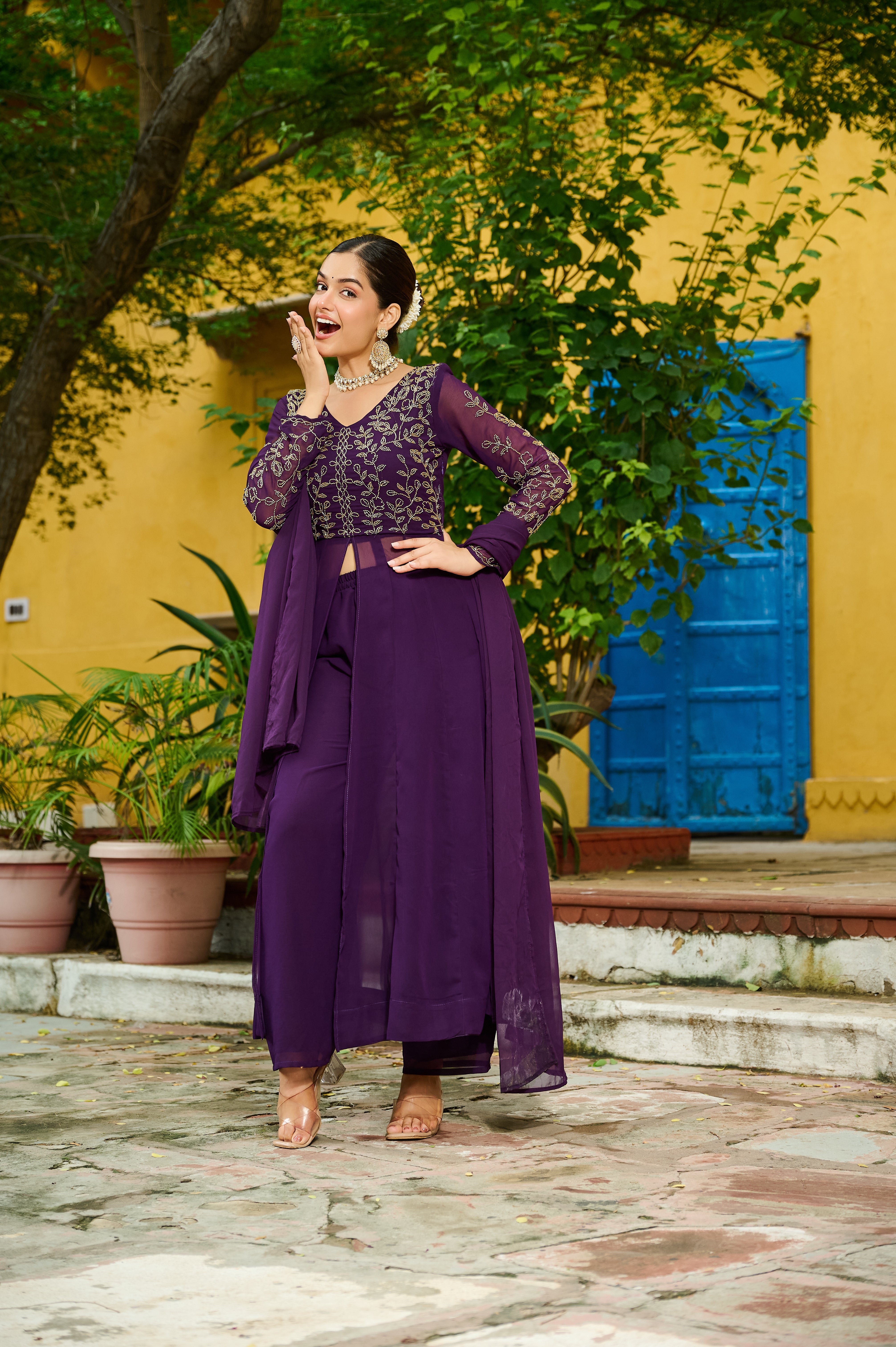 Purple Color Designer Dress for Weddings | Nardev Fashion | M L XL XXL | POSE 4