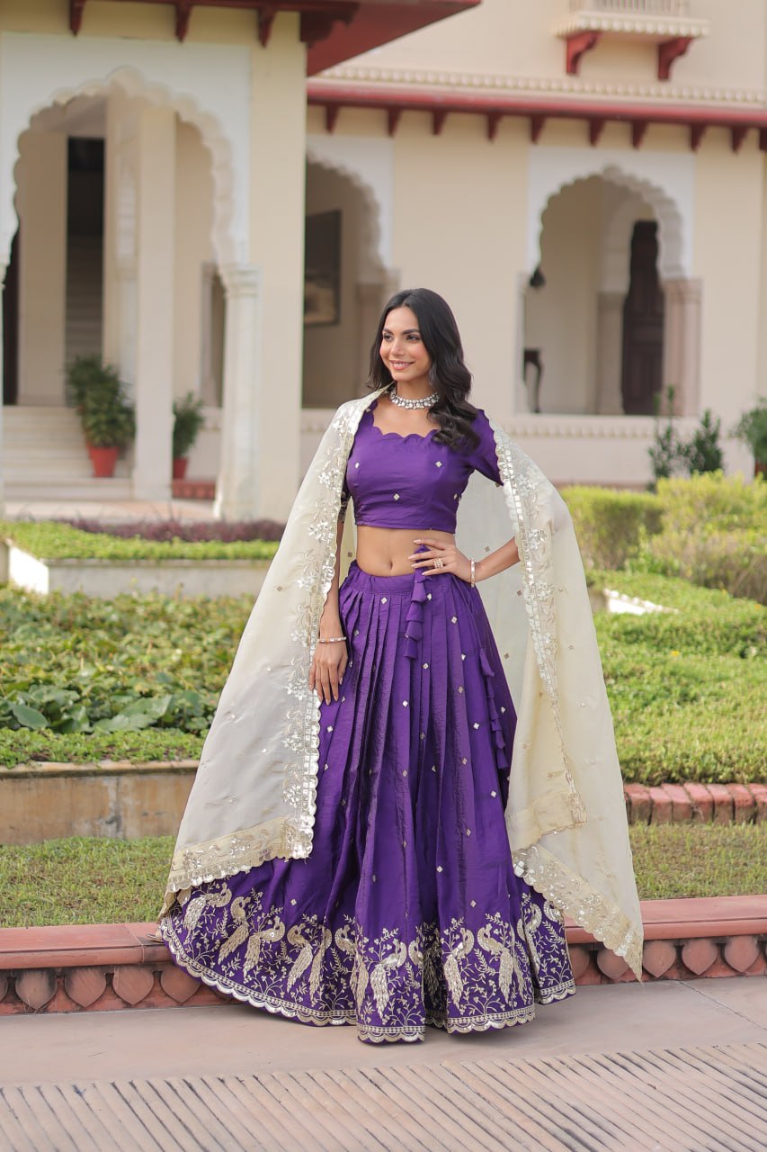 Purple Color Wedding Lehenga Outfits for Sangeet - Mehndi - Baraat