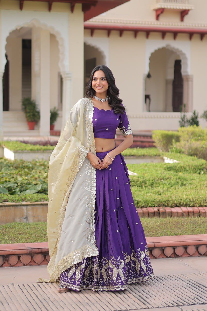 Purple Color Wedding Lehenga Outfits for Sangeet - Mehndi - Baraat