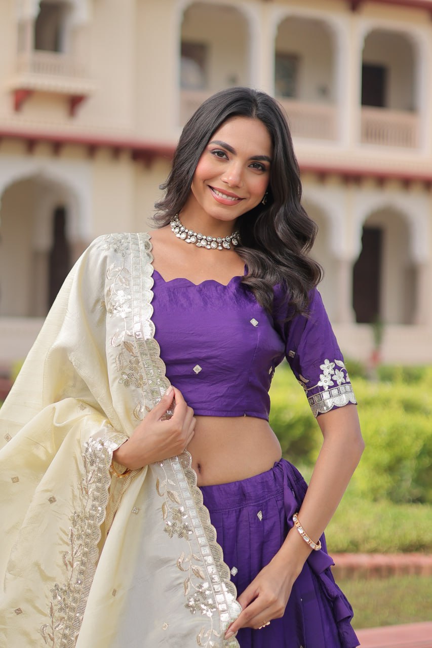 Purple Color Wedding Lehenga Outfits for Sangeet - Mehndi - Baraat