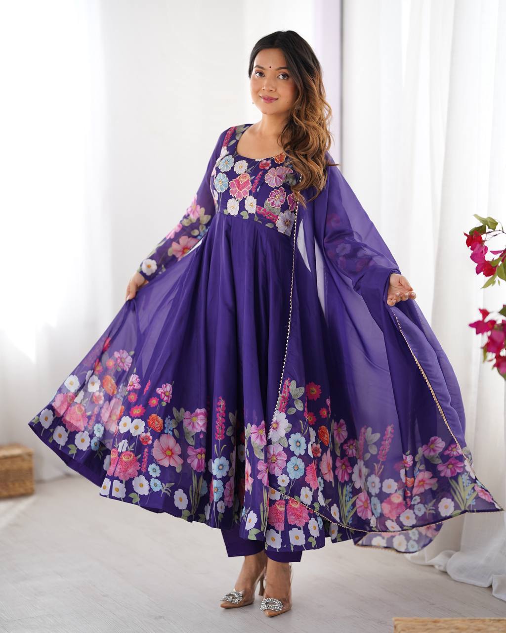 Purple Floral Trending Anarkali Dress