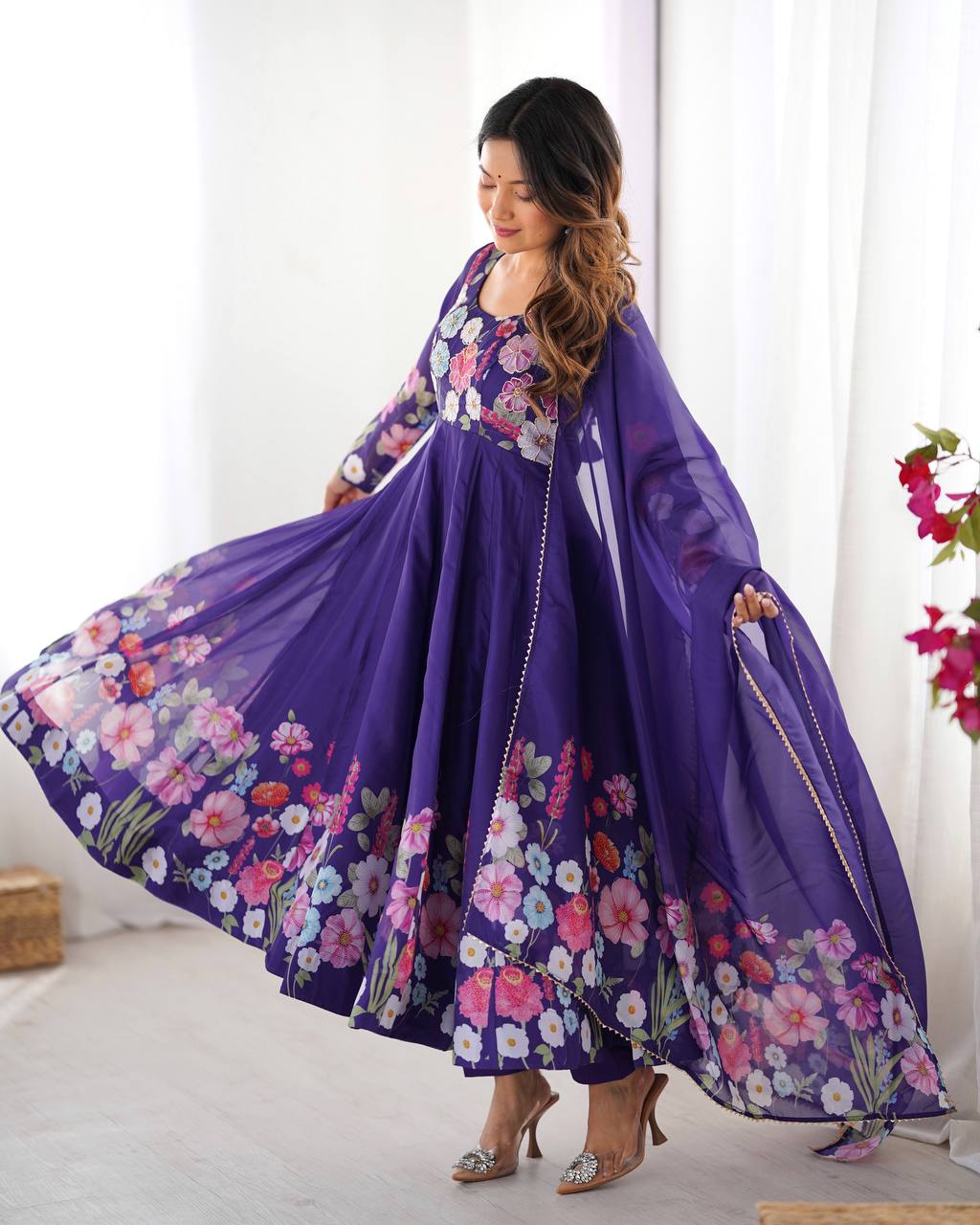 Purple Floral Trending Anarkali Dress