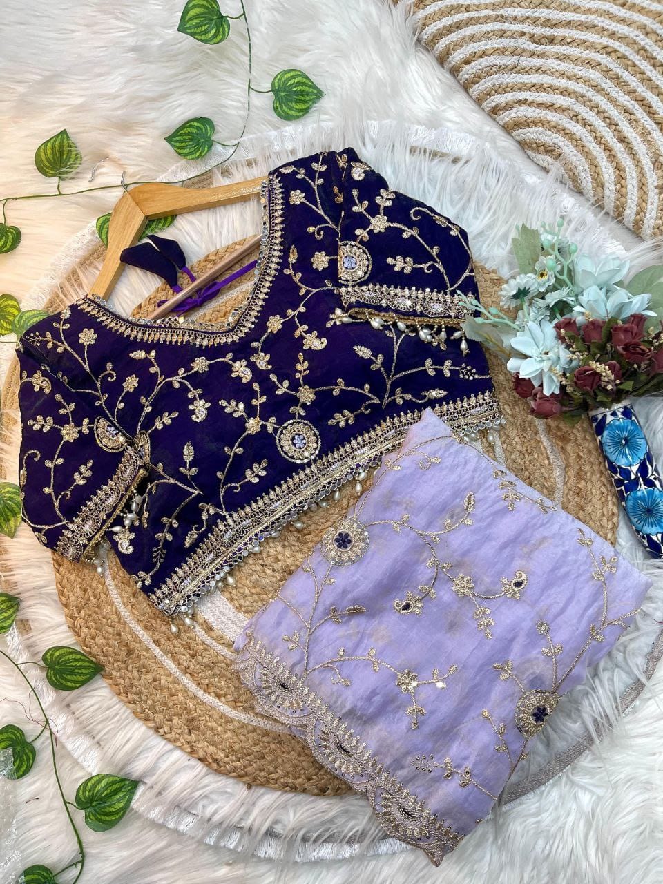 Purple Saree for Sangeet Functions in Weddings | Nardev Fashion | Stitched Blouse