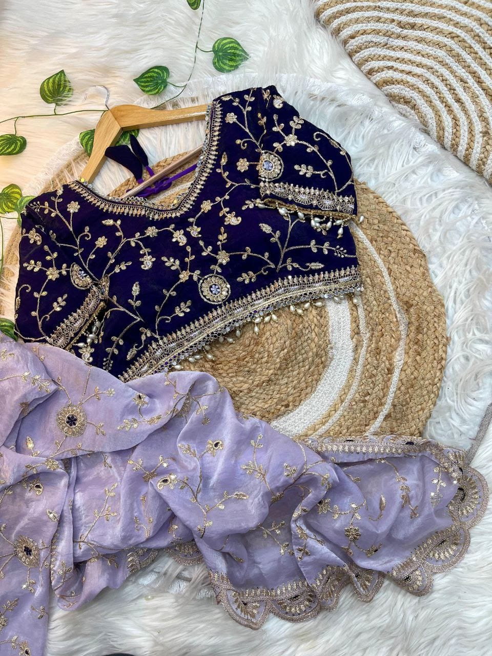 Purple Saree for Sangeet Functions in Weddings | Nardev Fashion | Stitched Blouse