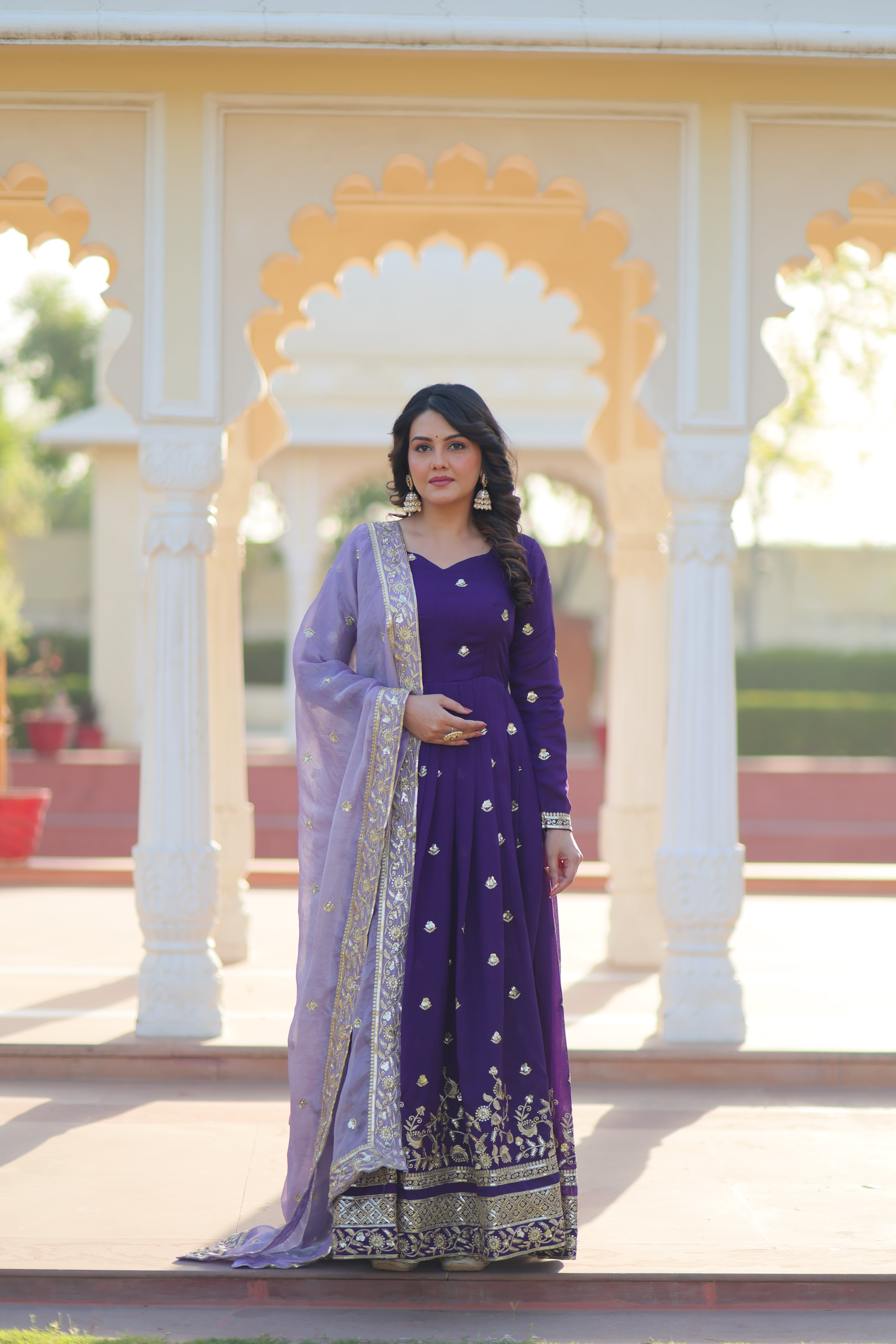 Purplish Color Ethnic Dress for Weddings | Nardev Fashion | M L XL XXL | Pose 2