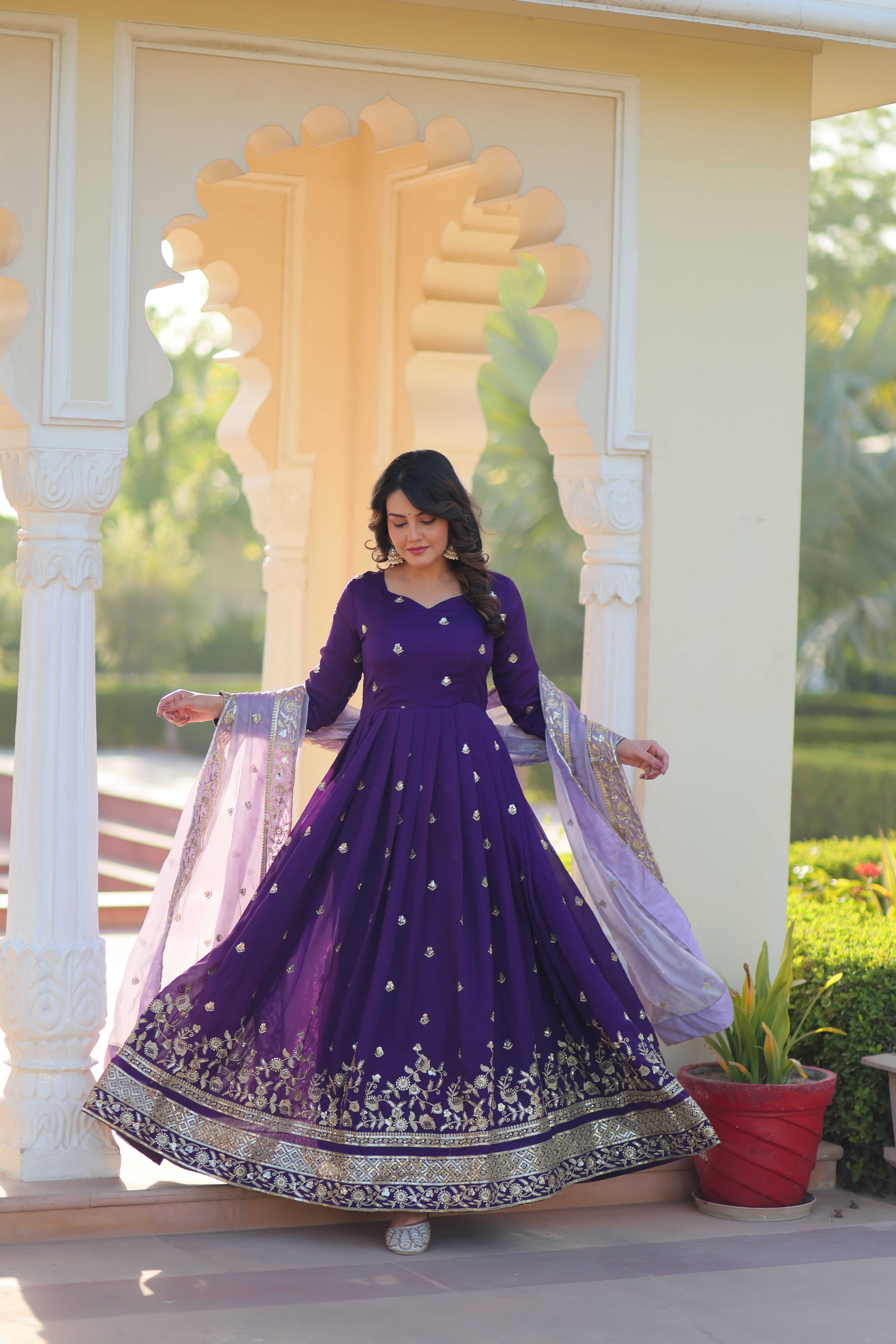 Purplish Color Ethnic Dress for Weddings | Nardev Fashion | M L XL XXL | Pose 3