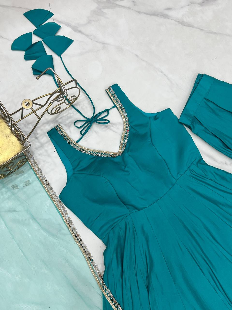 Rama Color Partywear Anarkali Gown Set - Nardev Fashion