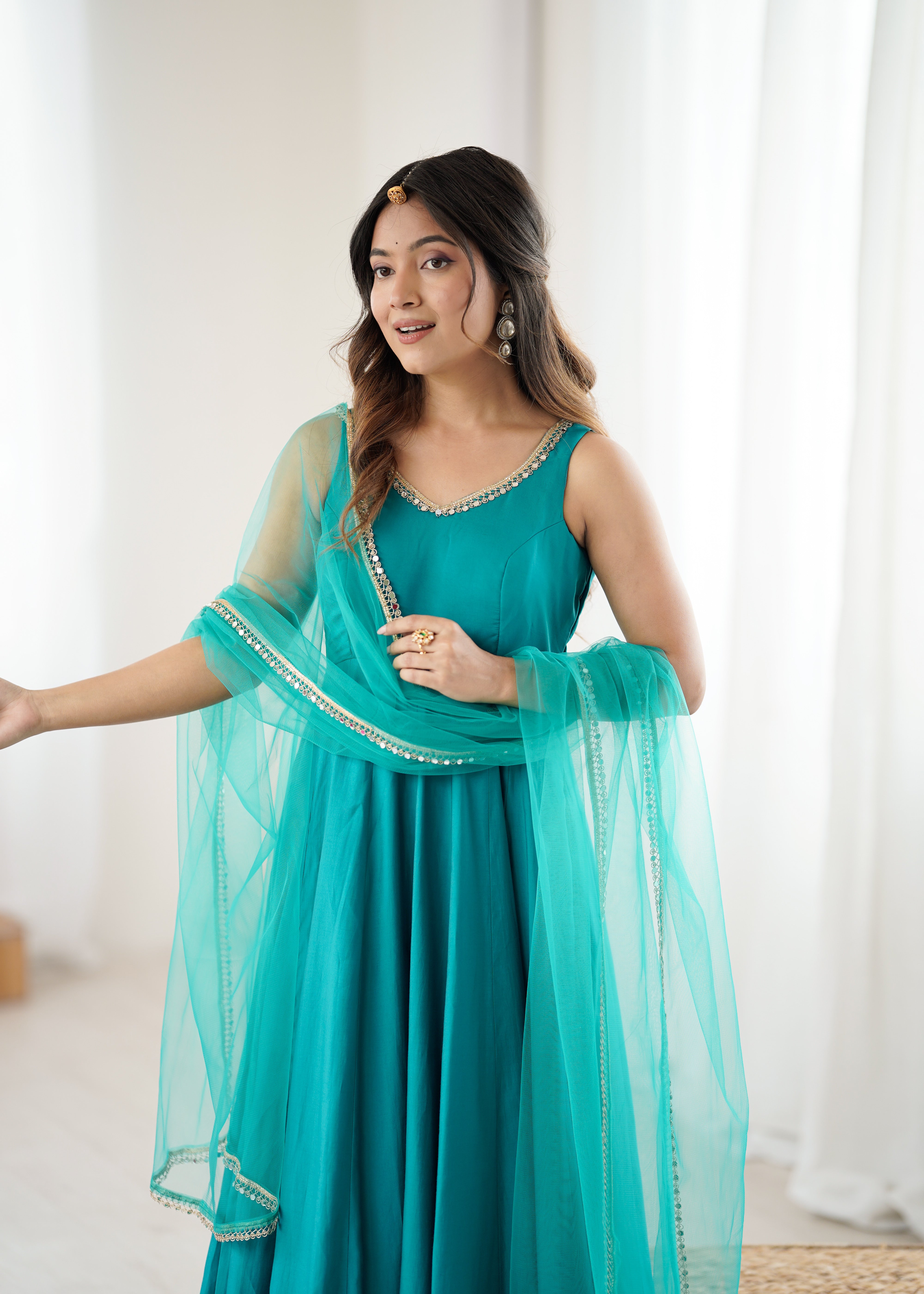 Rama Color Partywear Anarkali Gown Set - Nardev Fashion