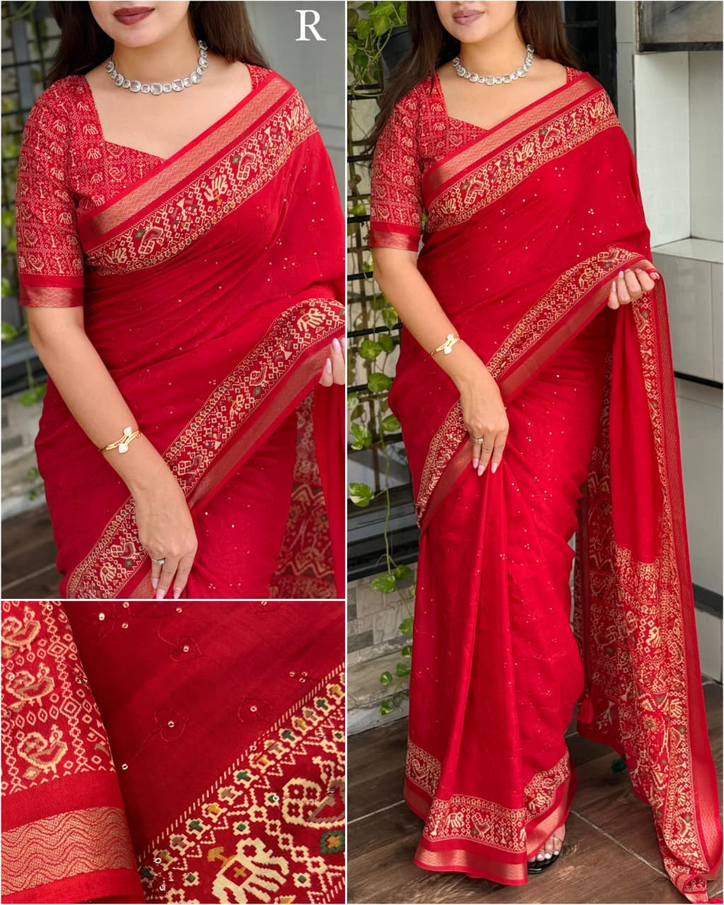 Red Color Ajrakh Printed Pure Mul Cotton Saree | Nardev Fashion