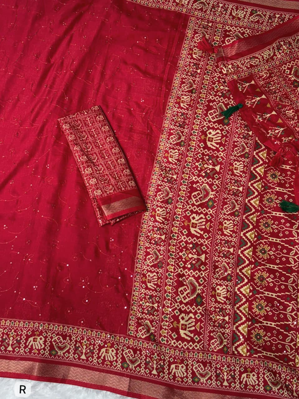 Red Color Ajrakh Printed Pure Mul Cotton Saree | Nardev Fashion