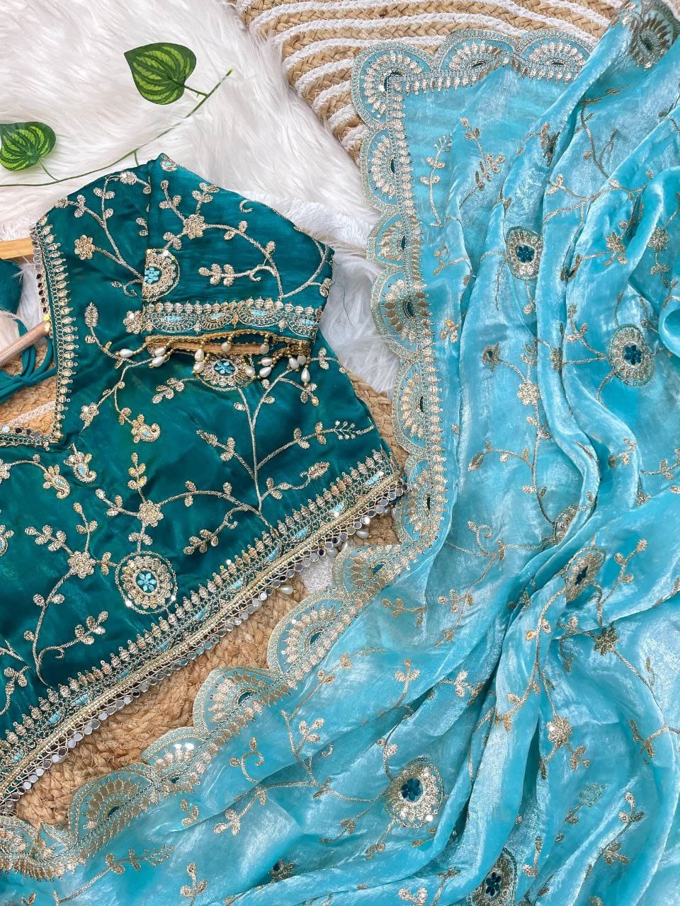 SkyBlue Saree for DJ in Destination Weddings | Nardev Fashion | Stitched Blouse