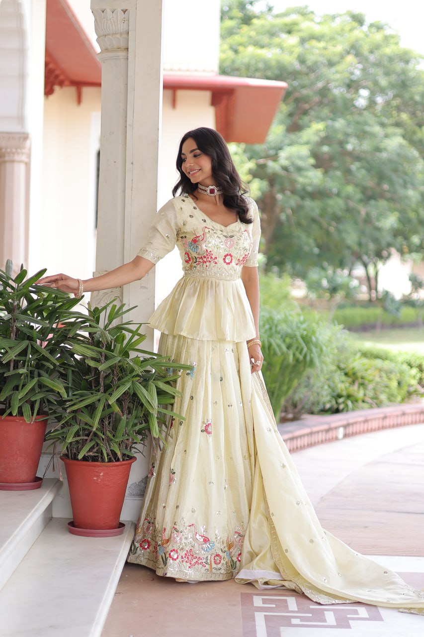 White Wedding Outfits - Lehenga Choli Set for Sangeet - Haldi - Mehendi