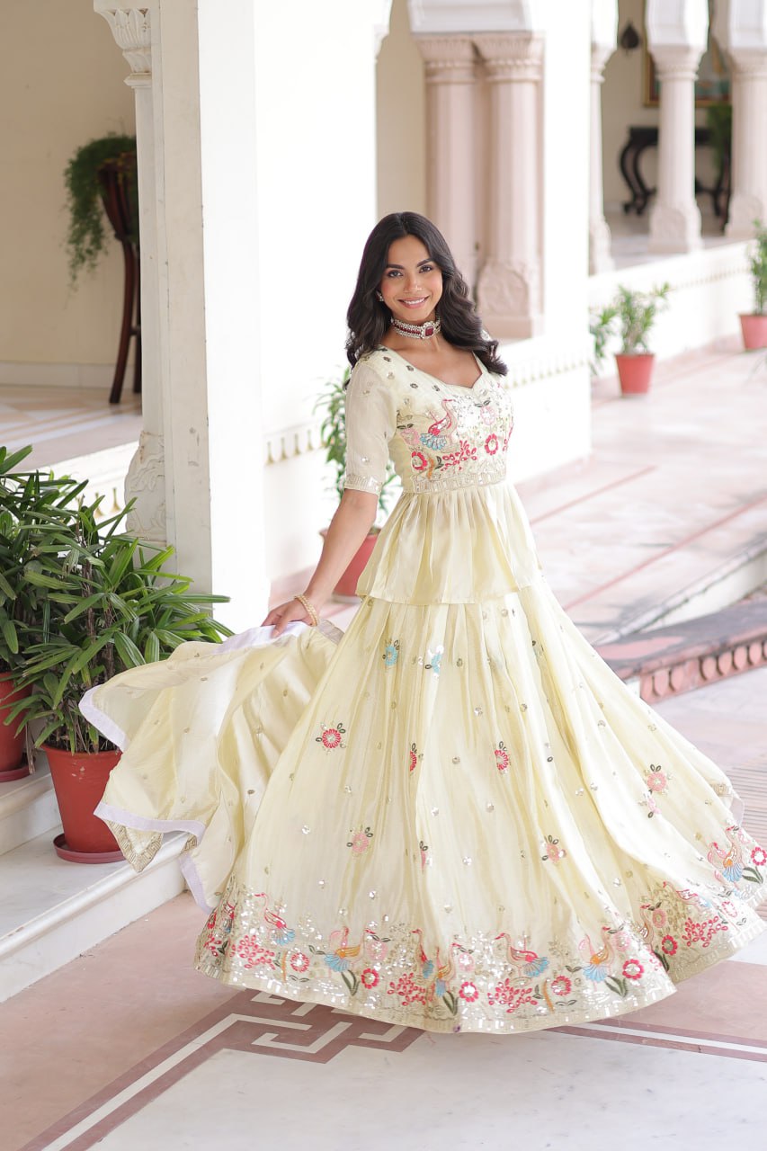 White Wedding Outfits - Lehenga Choli Set for Sangeet - Haldi - Mehendi