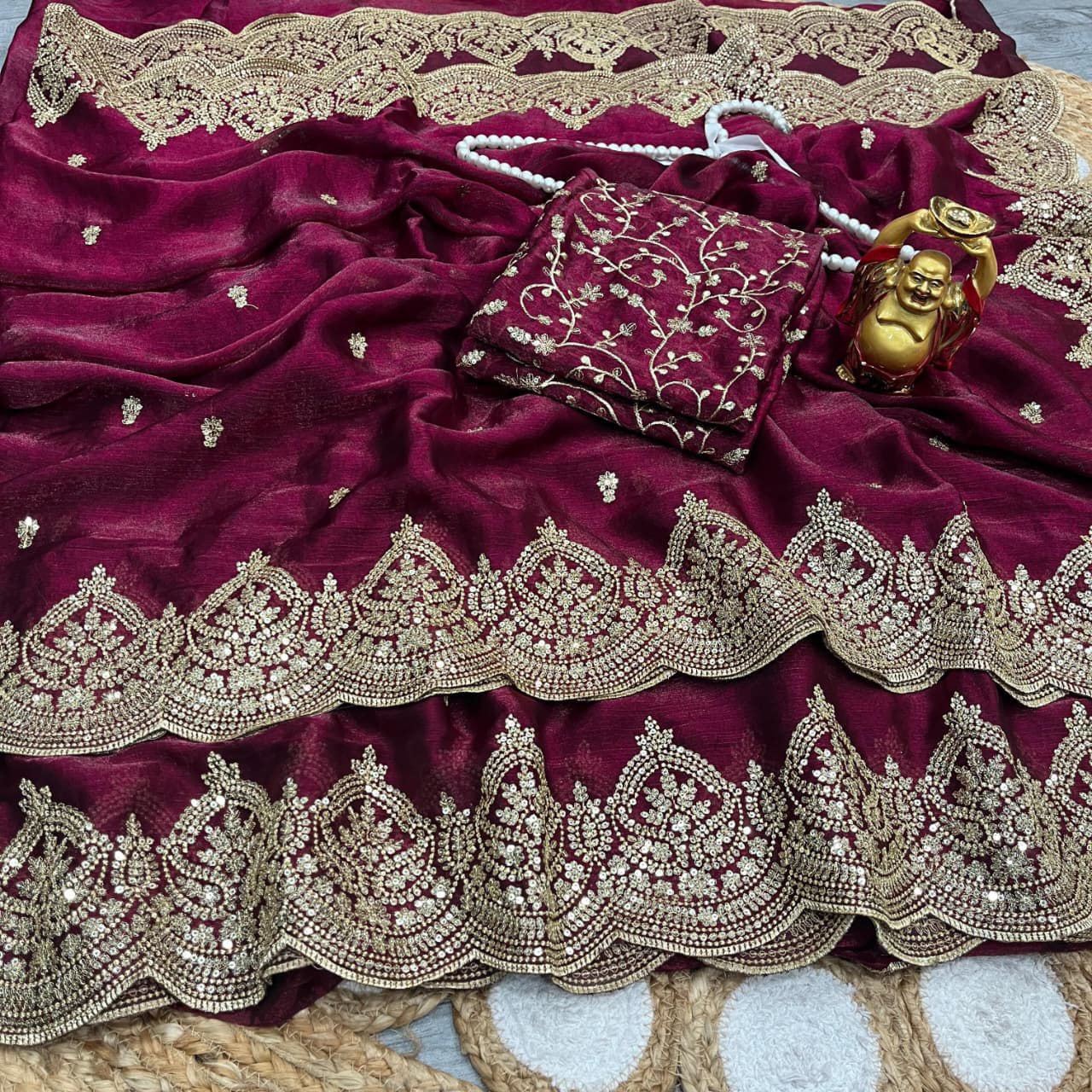 Wine Lightweight Elegant and Beautifully Crafted Saree | Nardev Fashion
