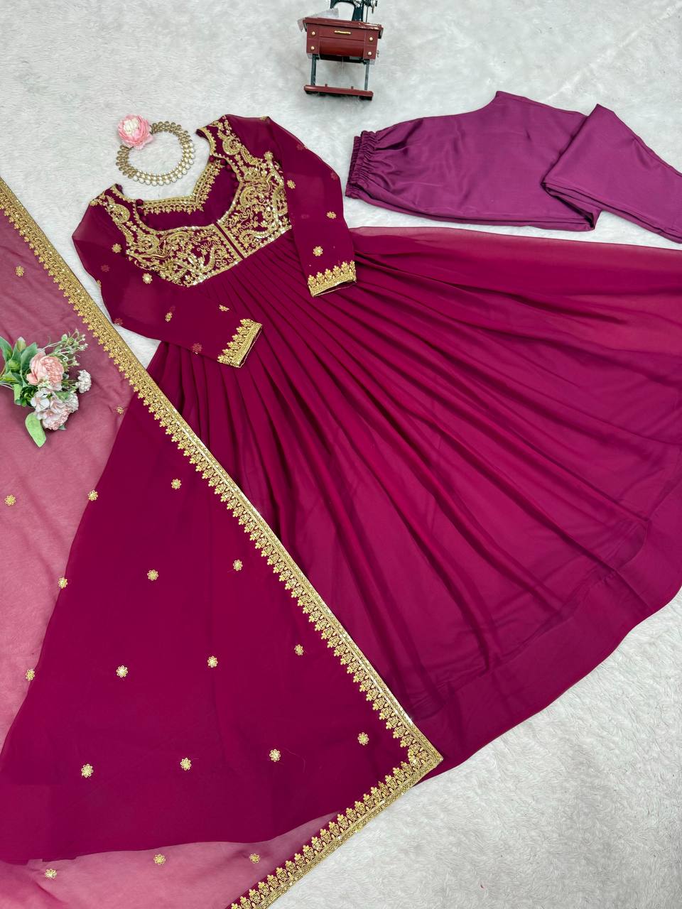 Wine Premium Designer Suit | Party & Festive Wear for Women | Nardev Fashion
