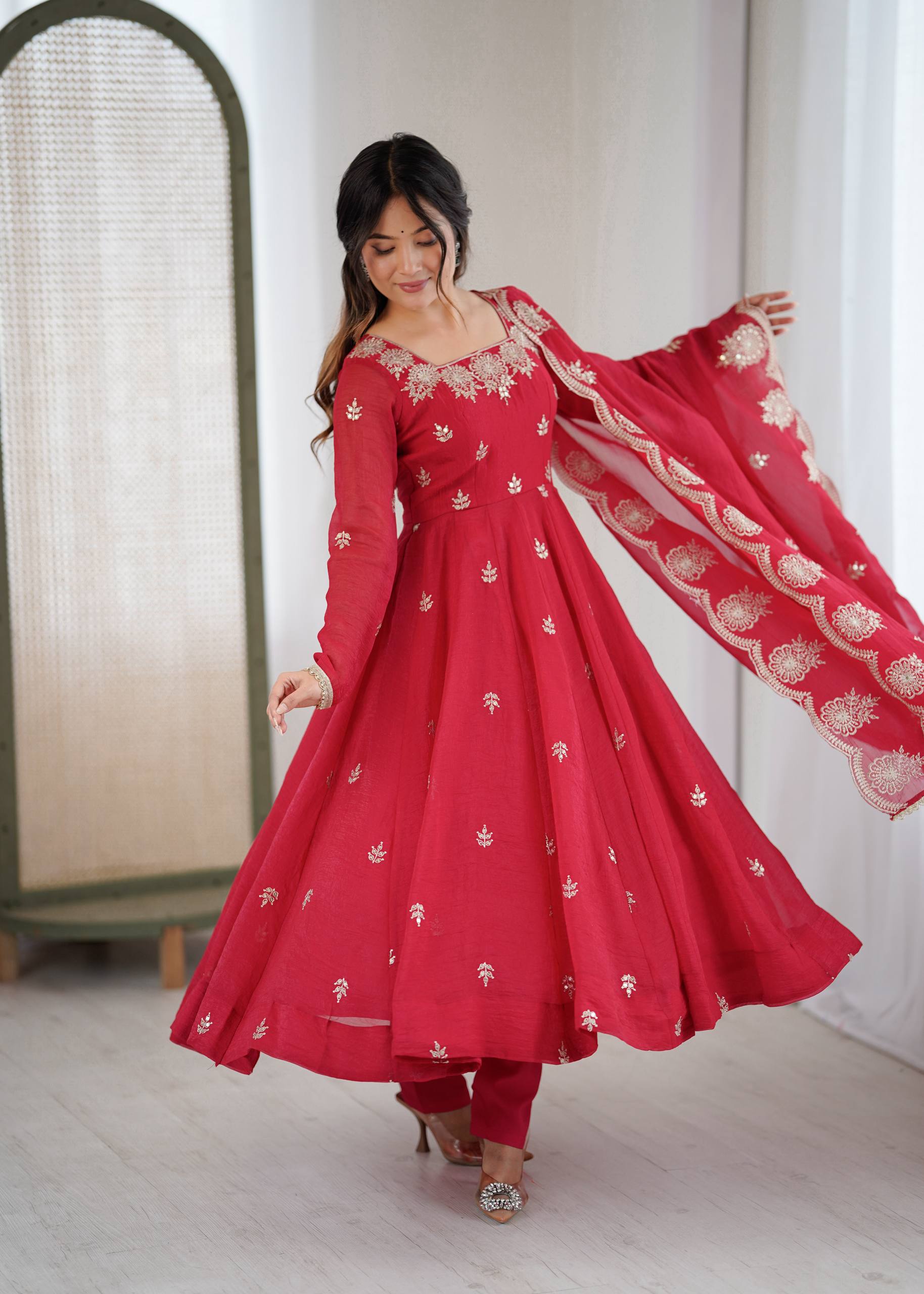 Elegant Embroidered Sequence Designer Anarkali Set for Women | Ready to Wear 3 Piece Suit
