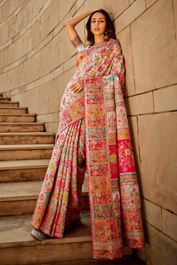 Kashmiri Modal Handloom Weaving Saree for Women | Premium Ethnic Party Wear Saree
