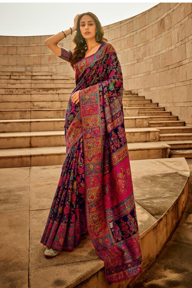 Kashmiri Modal Handloom Weaving Saree for Women | Premium Ethnic Party Wear Saree
