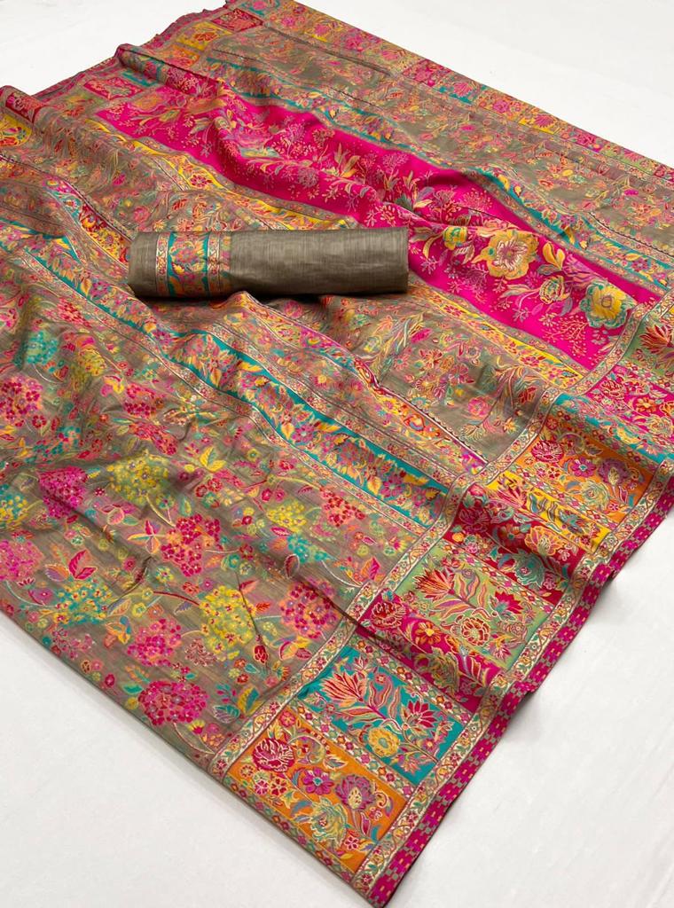 Kashmiri Modal Handloom Weaving Saree for Women | Premium Ethnic Party Wear Saree