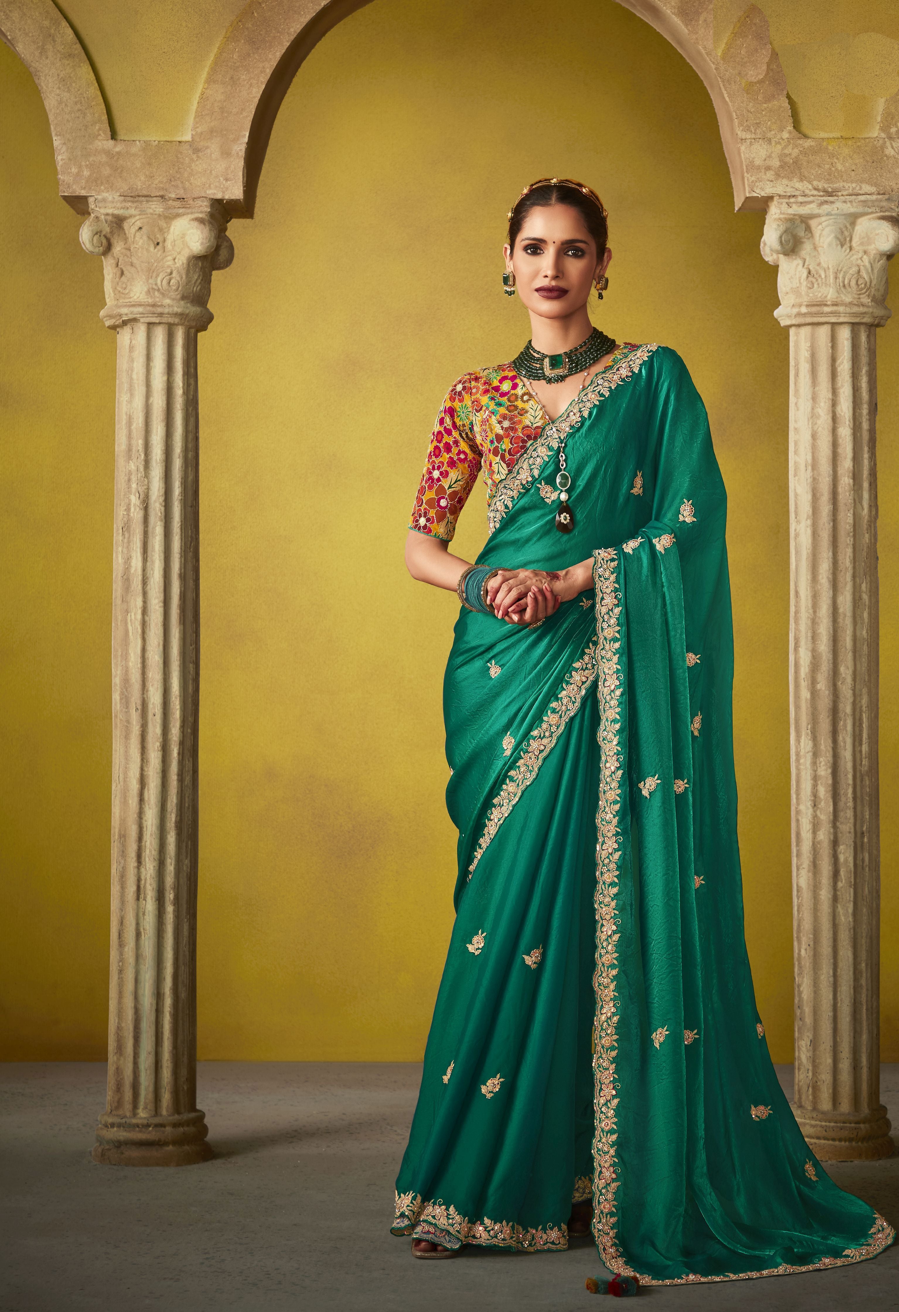 Beautified With Sequins Saree For Wedding Wear