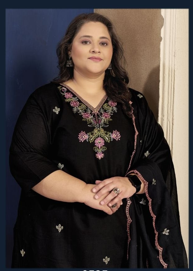Plus Size Pure Cotton Kurta Pant Dupatta Set for Women | Nardev Fashion