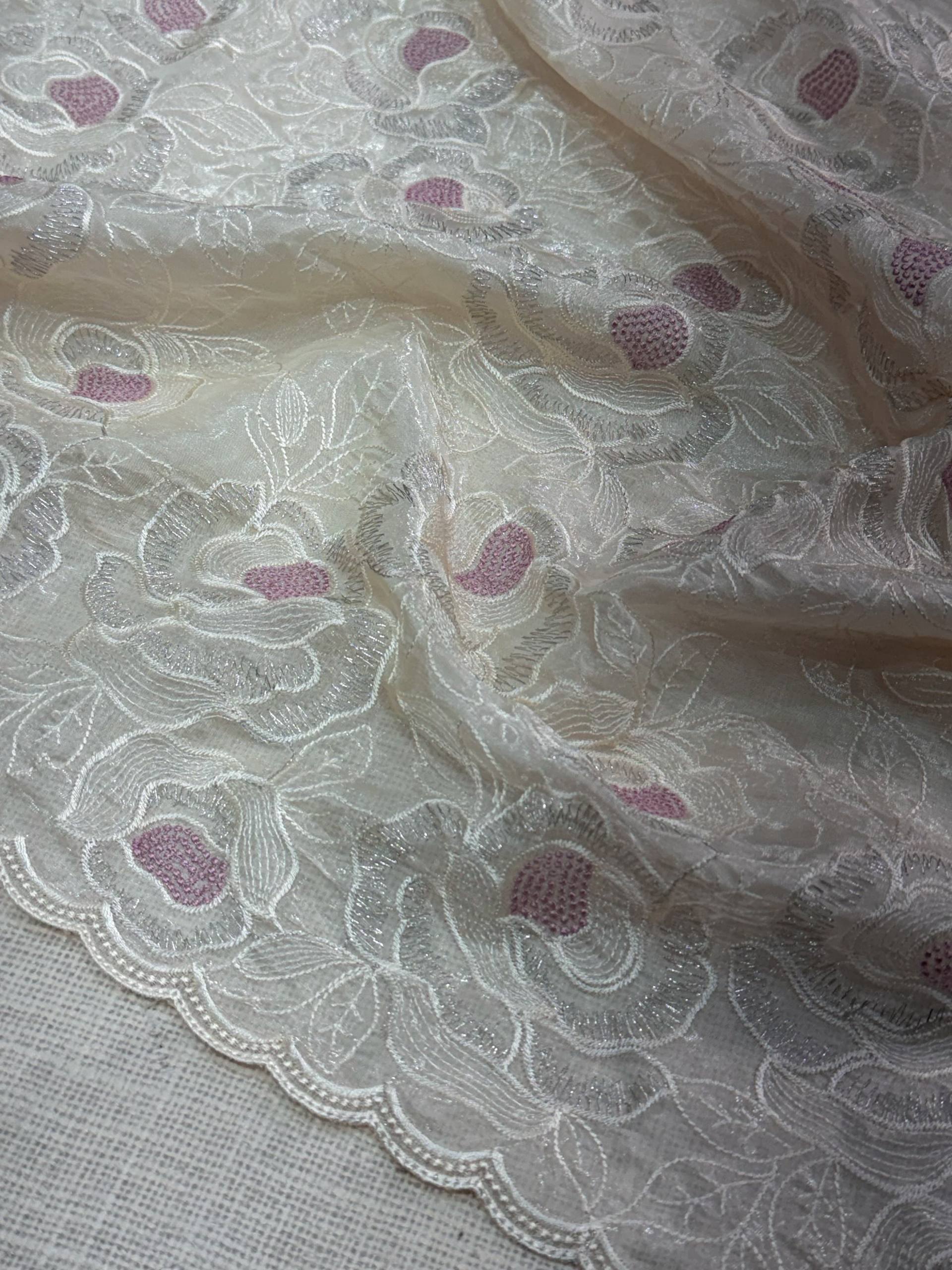 Ivory Beige Chanda Silk Saree with Turkish Embroidery & Sequins