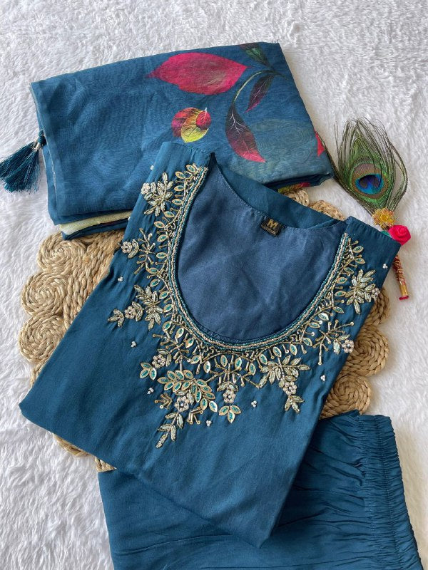 Diwali Special Morpich Kurti Pant Dupatta Set