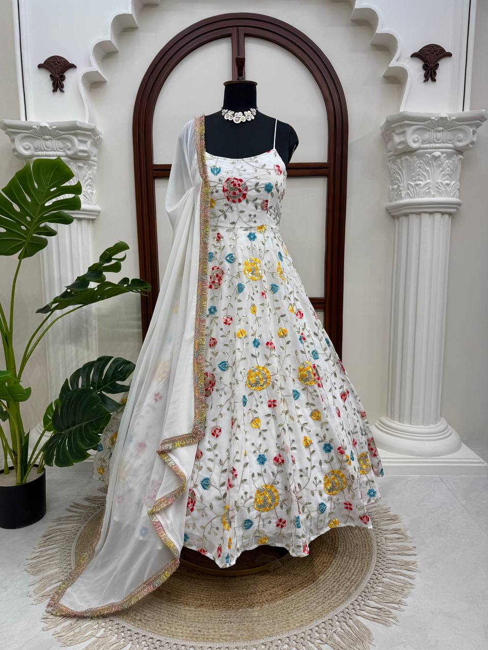 Shop Luxury Embroidered Gown Set Online | Ready to Wear Indian Outfit