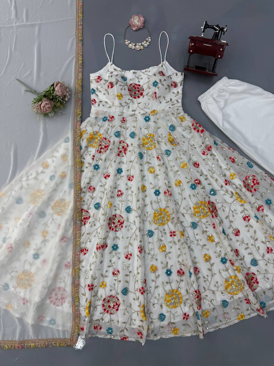Shop Luxury Embroidered Gown Set Online | Ready to Wear Indian Outfit