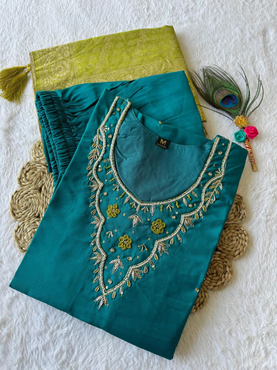 Lyra Rama Kurti with Neon Dupatta