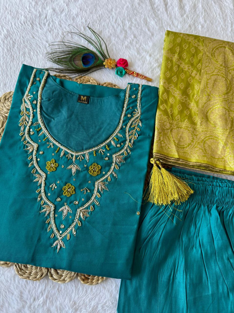 Lyra Rama Kurti with Neon Dupatta