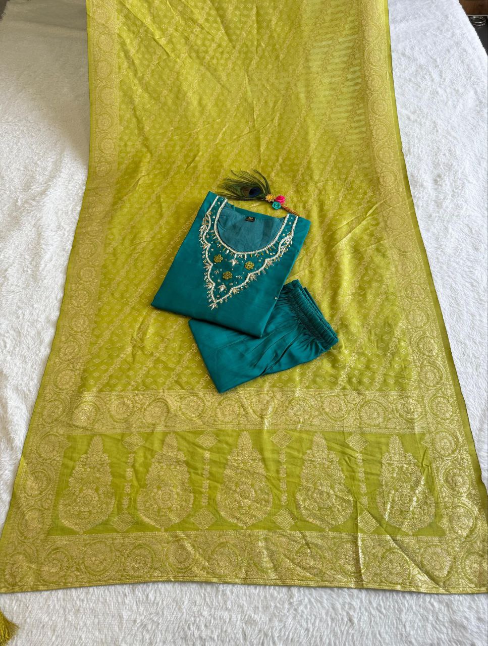 Lyra Rama Kurti with Neon Dupatta