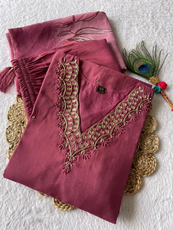 Light Magenta Handwork Kurti