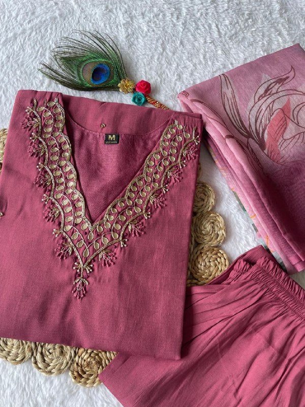 Light Magenta Handwork Kurti