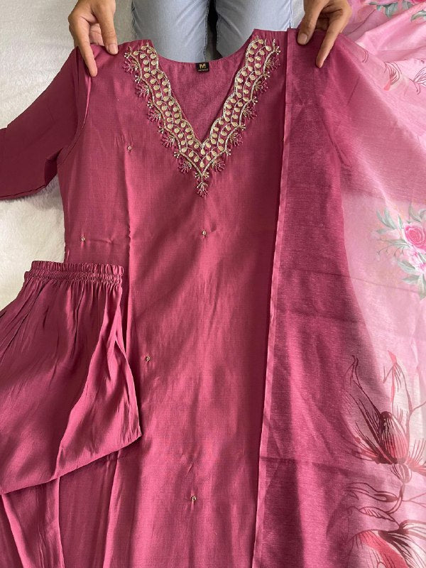 Light Magenta Handwork Kurti