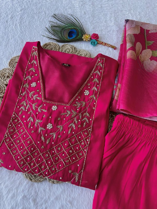 Rani Pink Handwork Kurti