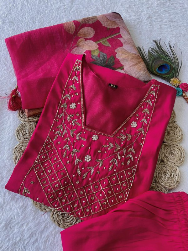 Rani Pink Handwork Kurti